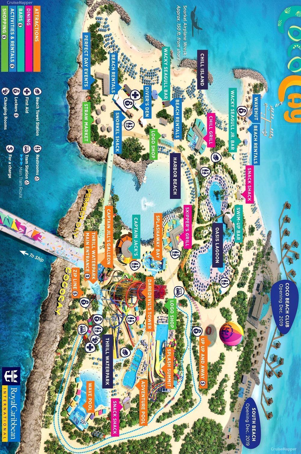 Royal Caribbean Coco Cay Island map