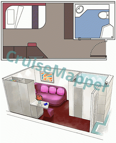 MSC Grandiosa Studio Single Cabin  floor plan