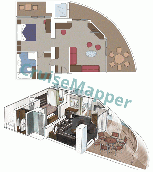 MSC Grandiosa MSC Yacht Club Royal Suite with Balcony Jacuzzi  floor plan