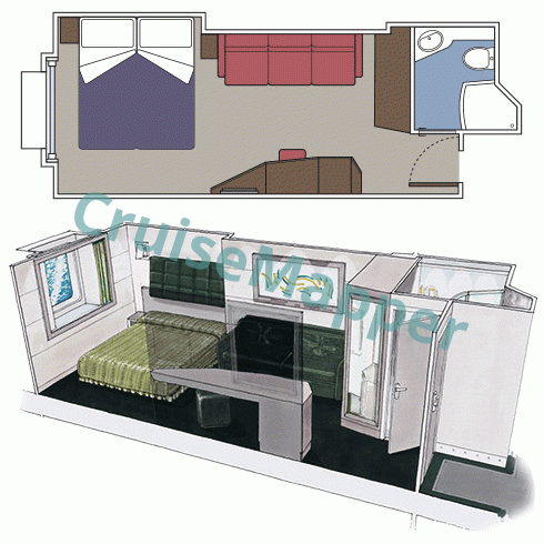 MSC Grandiosa Oceanview Cabin  floor plan