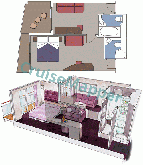 MSC Grandiosa SuperFamily Balcony Cabin  floor plan