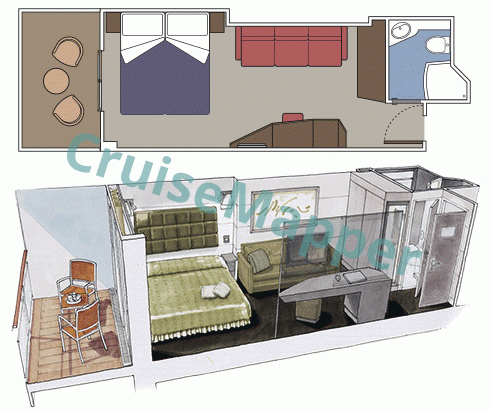 MSC Grandiosa Balcony Cabin  floor plan