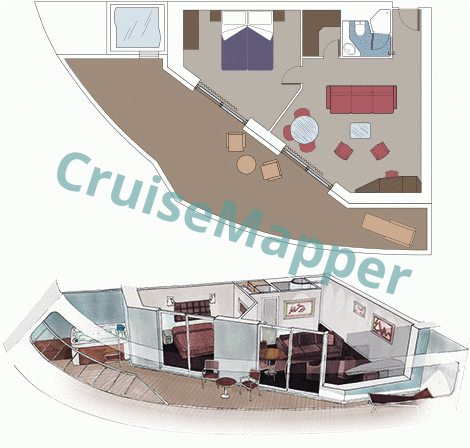 MSC Grandiosa Angle-Balcony Grand & Premium Suites with Terrace Jacuzzi  floor plan