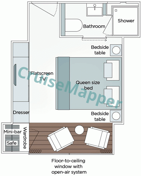 Emerald Luna French Balcony Panorama Cabin  floor plan