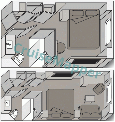 ms Koningsdam Oceanview Cabin  floor plan