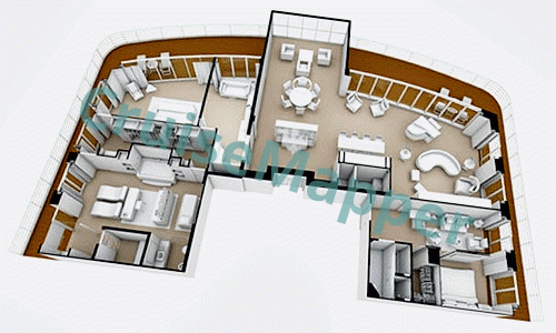 Seven Seas Explorer 2-Bedroom Regent Suite  floor plan