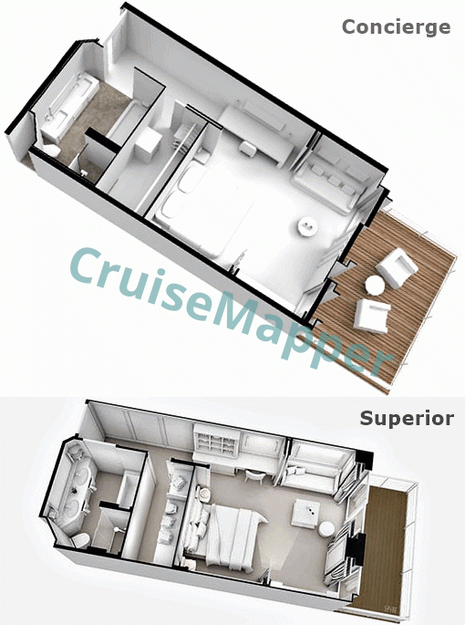 Seven Seas Explorer Superior and Concierge Suites  floor plan