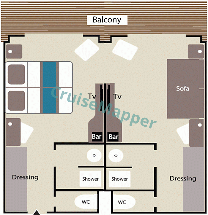 Le Lyrial 2-Room Prestige Suite|Connecting Cabins floor plan