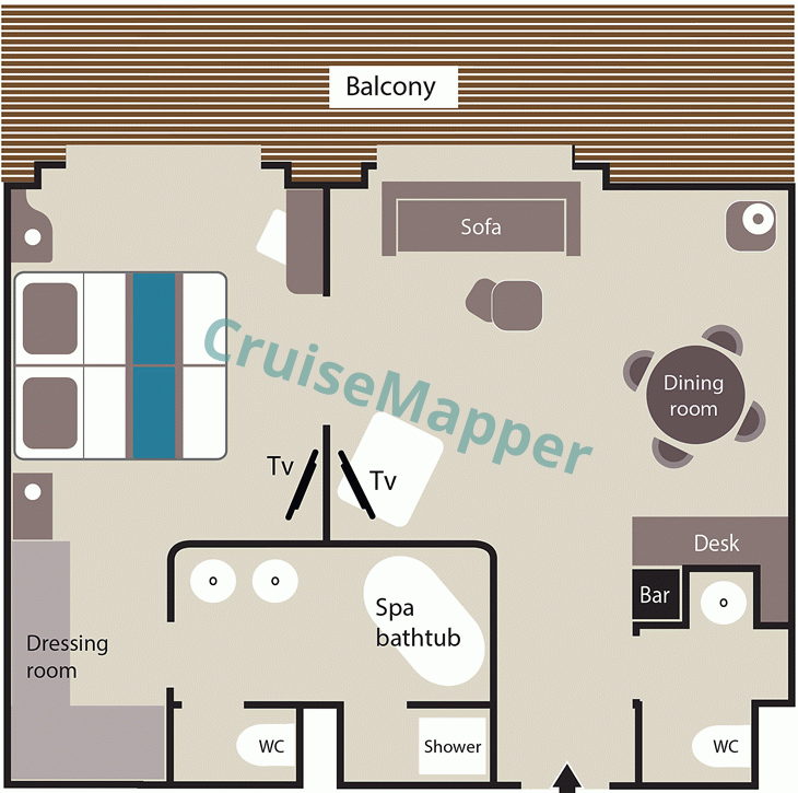 Le Lyrial 2-Room Grand Deluxe Suite|Connecting Cabins floor plan