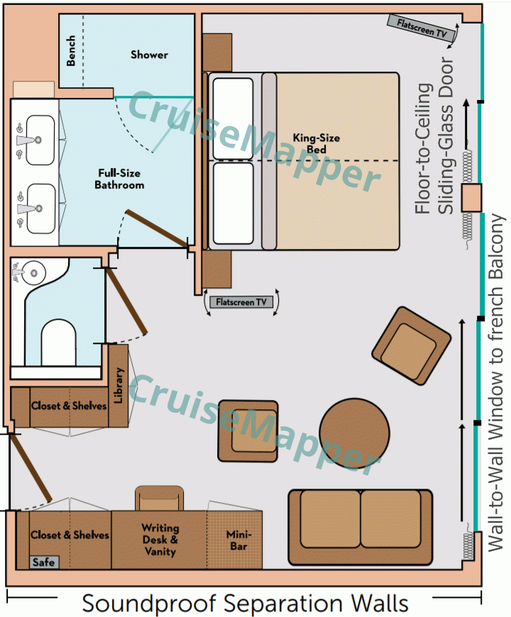 Avalon Imagery II French Balcony Royal Suite  floor plan