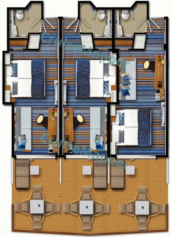 Mein Schiff 5 Kombi Balkonkabine|Connecting Balcony Cabins  floor plan