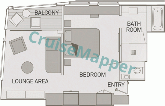 Scenic Amber 1-Bedroom Royal Panorama Suite  floor plan