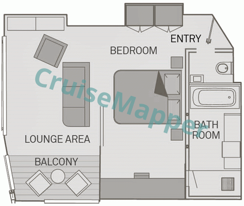 Scenic Azure One-Bedroom Royal Suite  floor plan