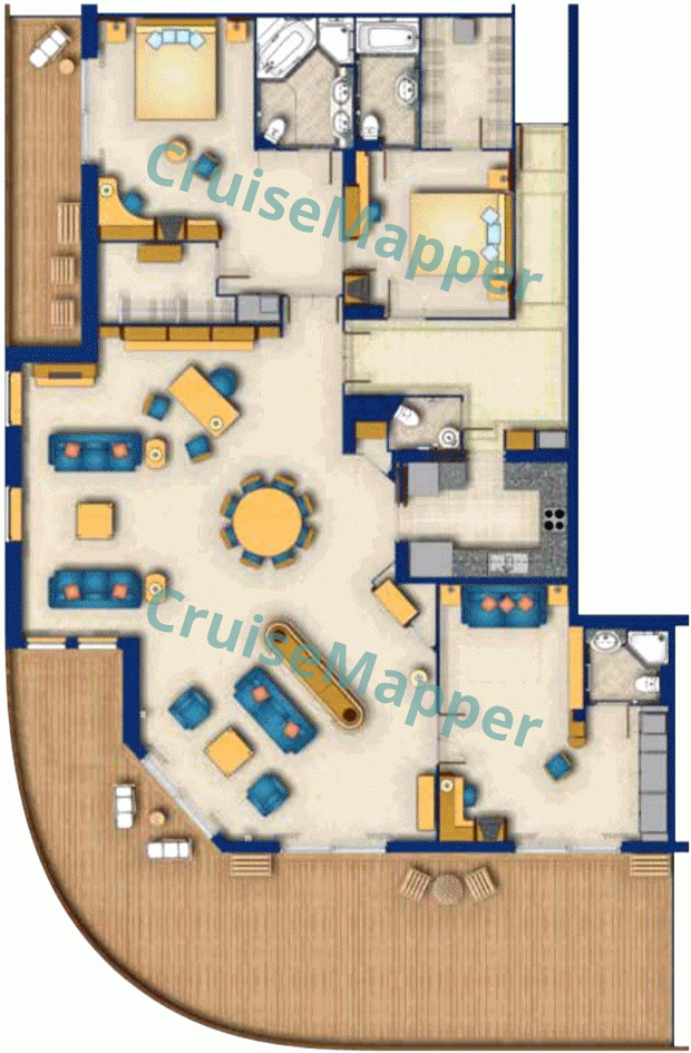 ms The World 3-Bedrooms 3-Baths Penthouse Suites  floor plan