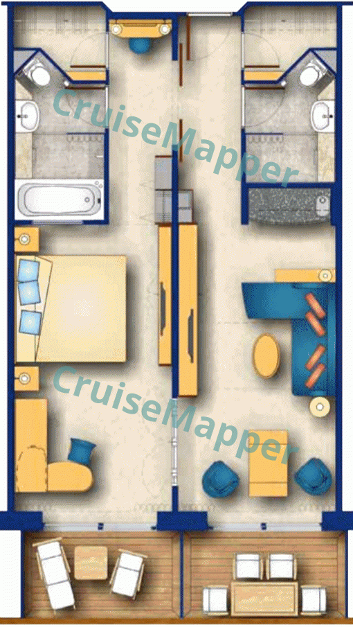 ms The World 2-Rooms 1-Bedroom 1-2-Baths Ocean Studio Residences  floor plan