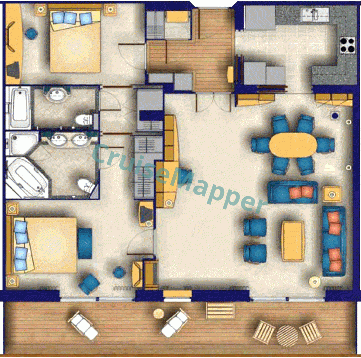 ms The World 2-Bedrooms 2-Baths Residences 1  floor plan