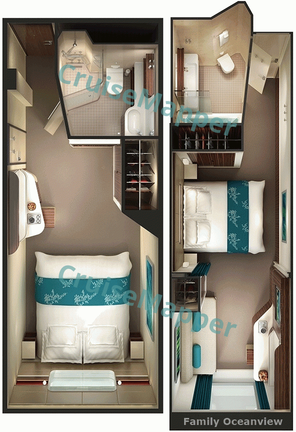 Norwegian Joy Oceanview Cabin  floor plan