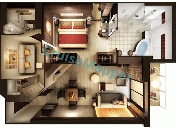 Norwegian Joy The Haven 2-Bedroom Family Villa  floor plan