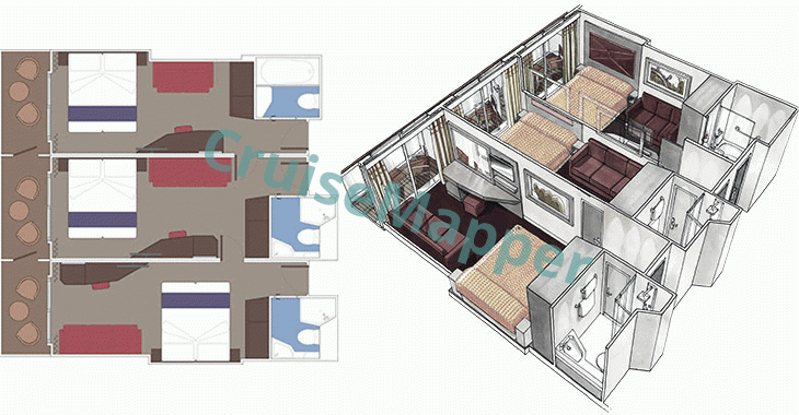 MSC Seaside SuperFamily Plus Balcony Cabin  floor plan