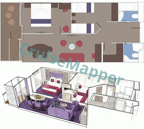 MSC Seaside 2-Bedroom Grand Suite Aurea  floor plan