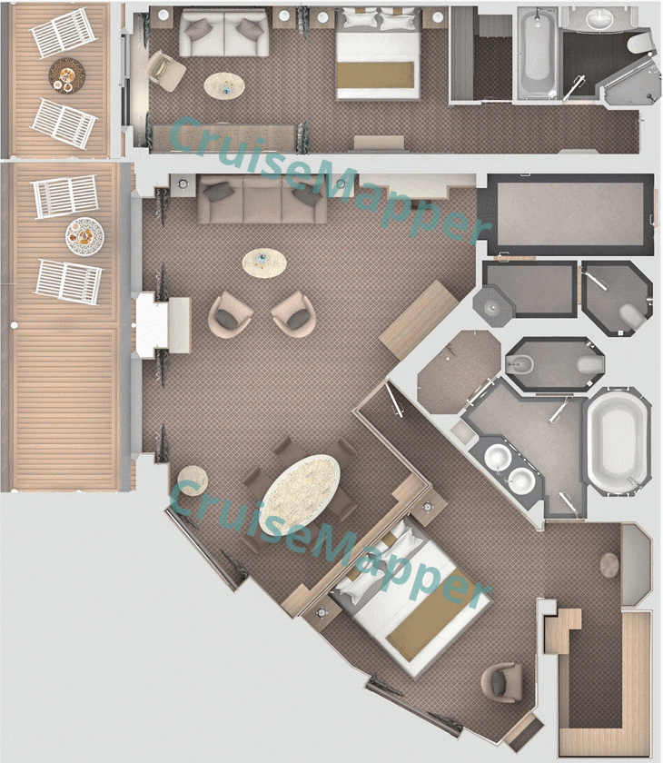 Silver Muse 2-Bedroom Royal Suite  floor plan