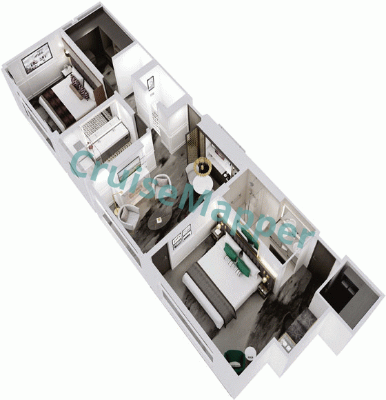 SS Victoria 2-Bedroom Riverside Suite  floor plan