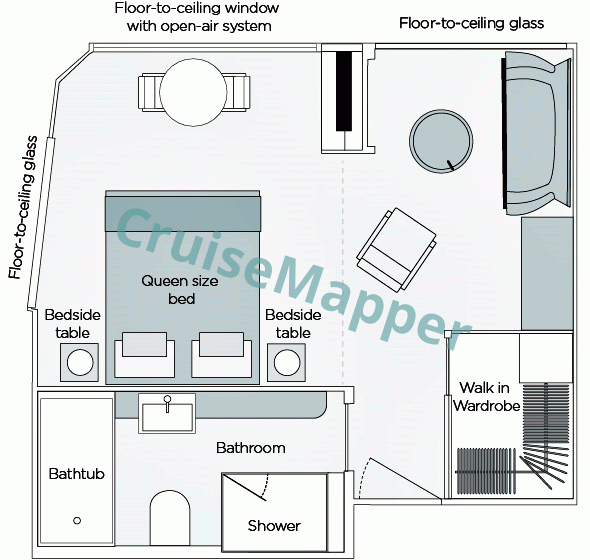 Emerald Radiance French Balcony Riverview Suite  floor plan