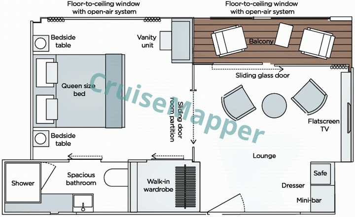 Emerald Star Balcony 1-Bedroom Owner Suite  floor plan