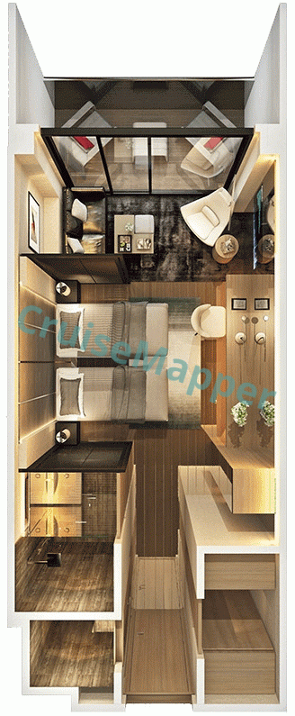 Scenic Eclipse Verandah Suite|Balcony Cabin  floor plan