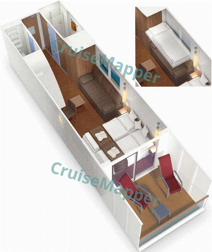 AIDAperla Verandakabine Komfort VA-VD|Comfort Balcony  floor plan