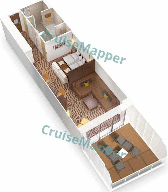 AIDAperla JA-Junior Suite with Large Aft Balcony  floor plan