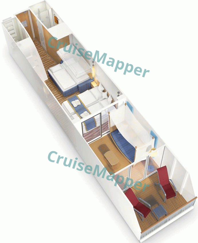 AIDAperla Verandakabine Deluxe (Lanaikabine|Lanai Cabin)  floor plan