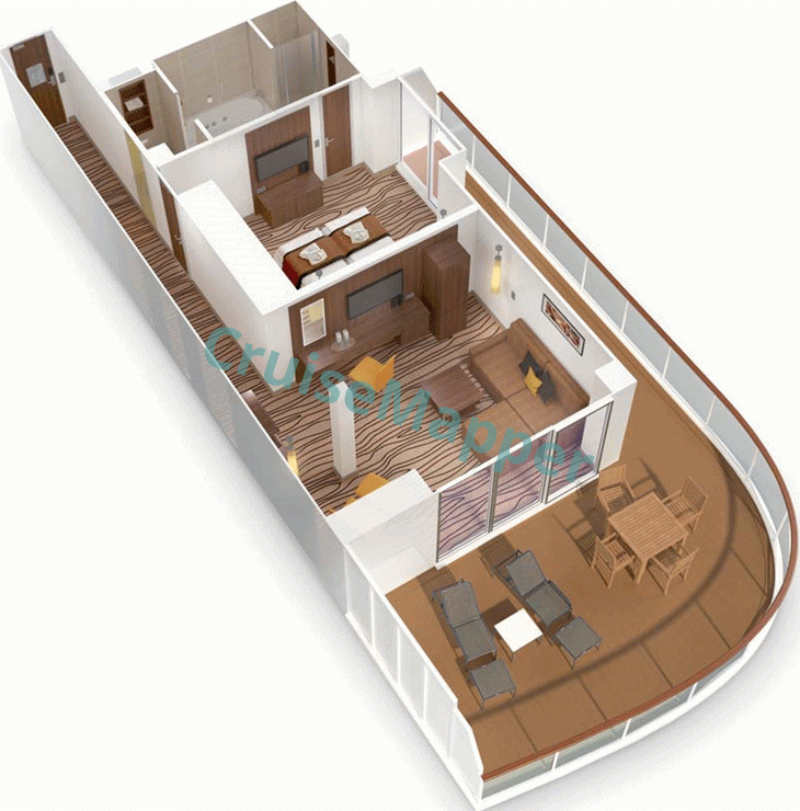 AIDAperla Aft-Facing Sundeck Suite with Wraparound Balcony  floor plan