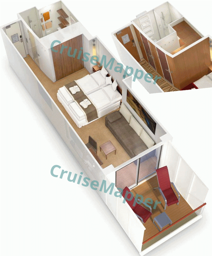 AIDAperla Verandakabine Komfort VB-VC-VE-VF|Comfort Balcony  floor plan