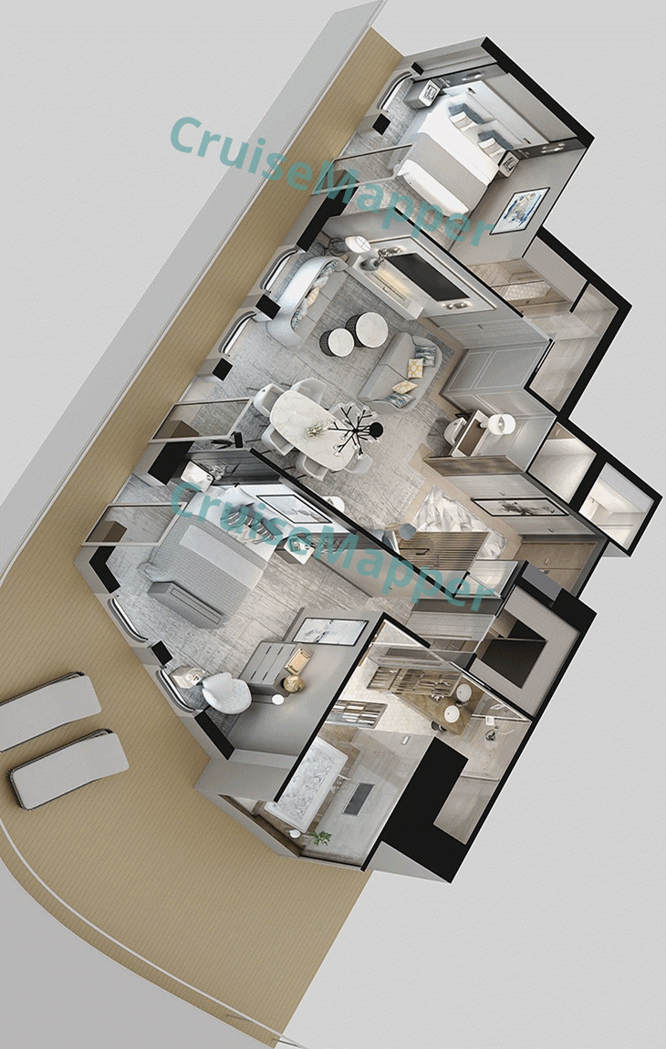 Silver Endeavour 2-Bedroom Owner Suite with Wraparound Balcony  floor plan
