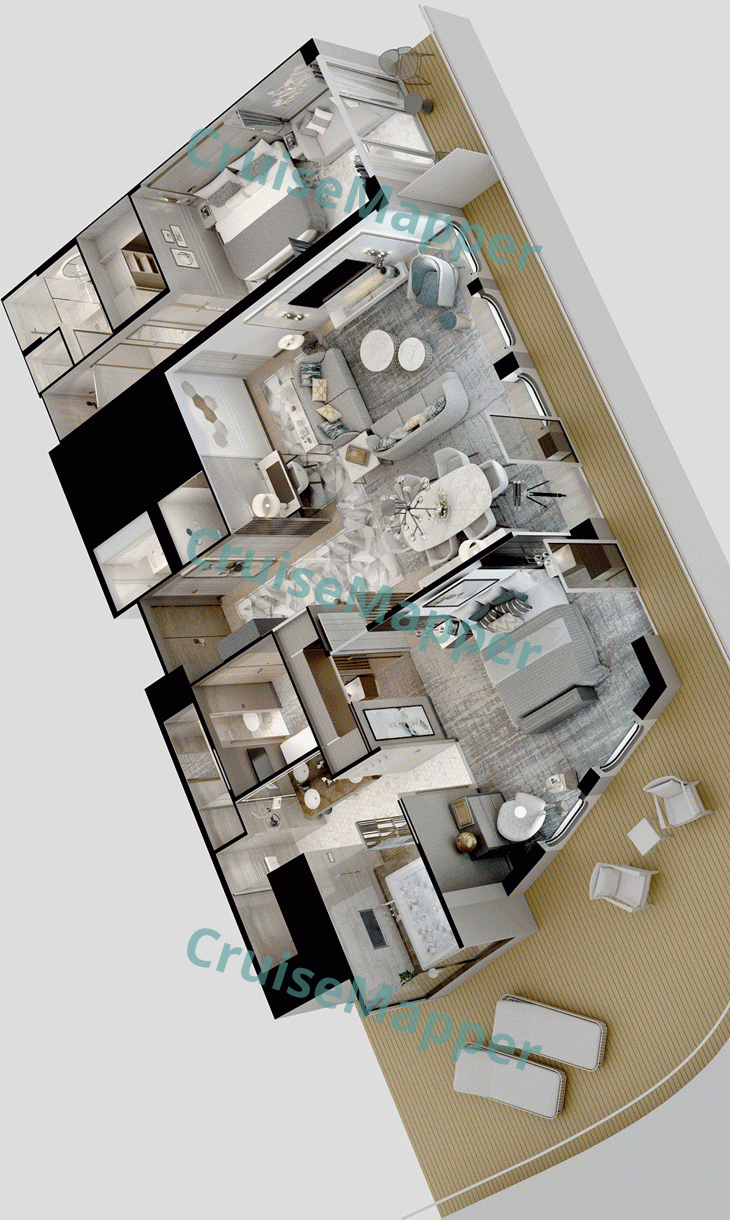 Silver Endeavour 2-Bedroom Grand Suite with Wraparound Balcony  floor plan