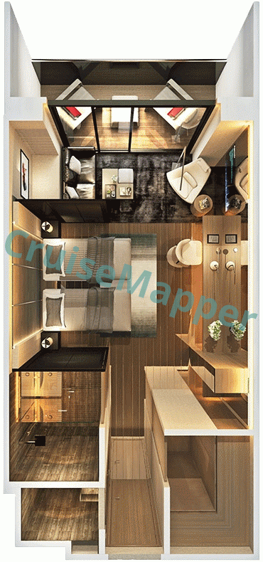 Scenic Eclipse 2 Deluxe Verandah|Balcony Suite  floor plan