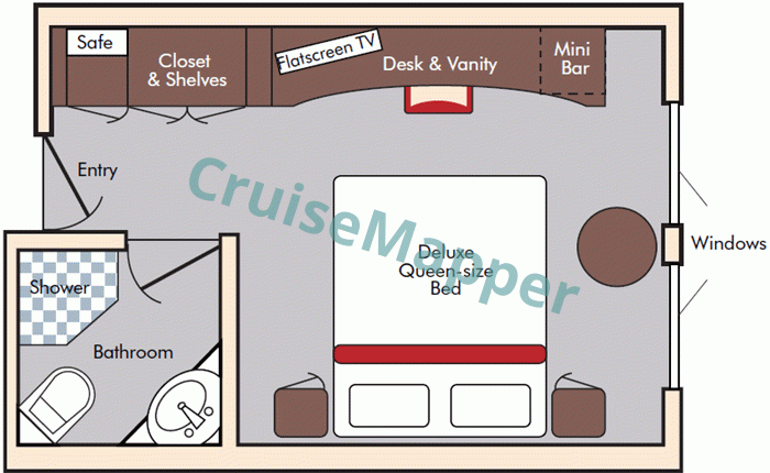 Travelmarvel Diamond Porthole Window Cabin  floor plan