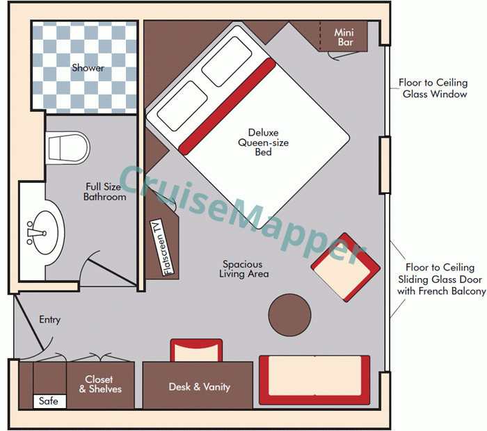 Travelmarvel Diamond French Balcony Owners Suite  floor plan