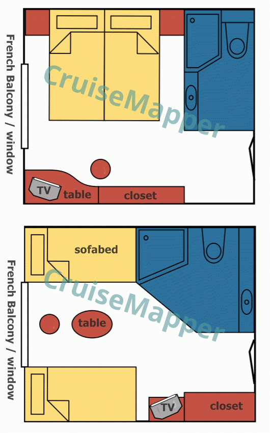 MS Frederic Chopin French Balcony Cabin  floor plan