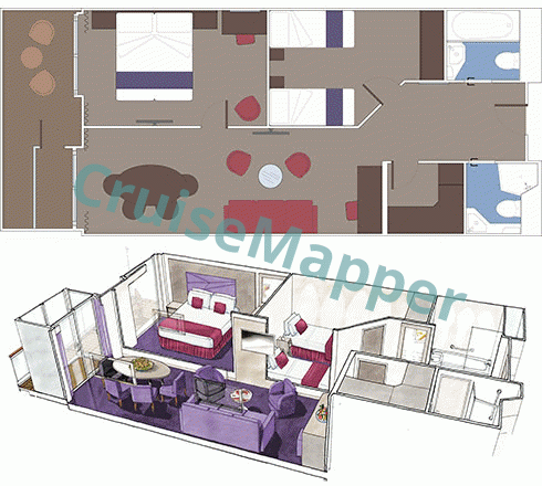 MSC Seaview 2-Bedroom Grand Suite Aurea  floor plan