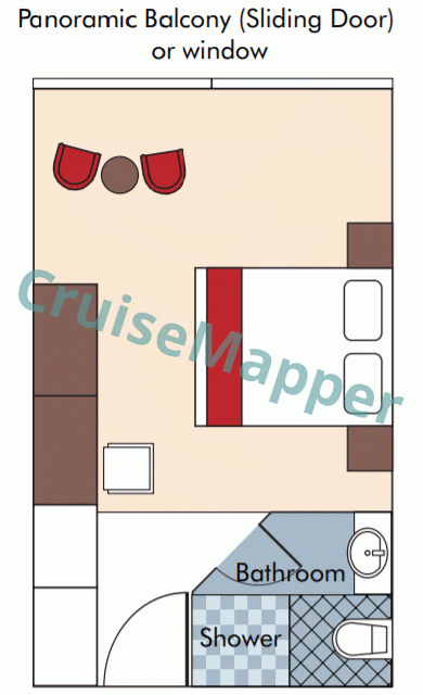 RV Samatha French Balcony Cabin  floor plan