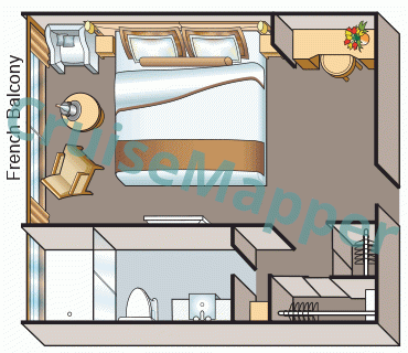 Viking Tonle French Balcony Cabin  floor plan