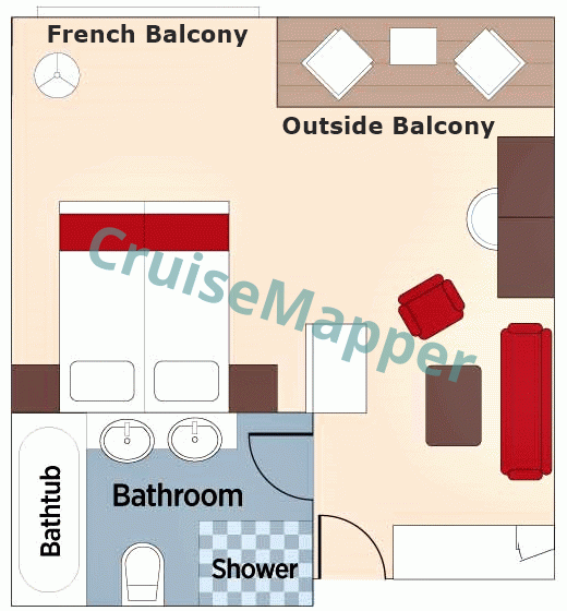 AmaDahlia Twin-Balcony Cabin  floor plan