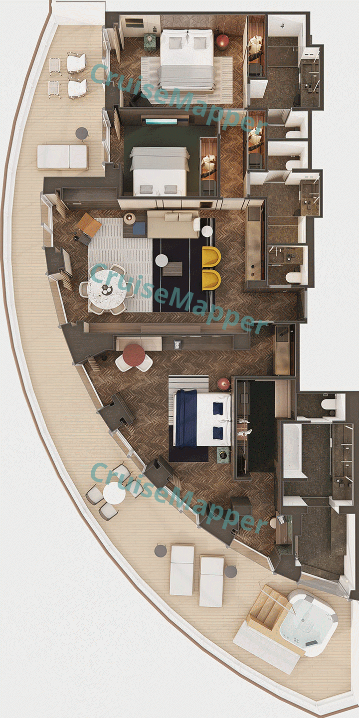 Norwegian Bliss The Haven Deluxe Owners Suite  floor plan