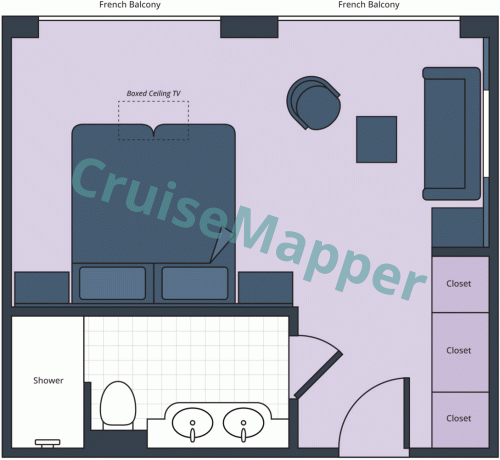 SS Audrey French Balcony Suite floor plan SS Audrey French Balcony Suite floor plan