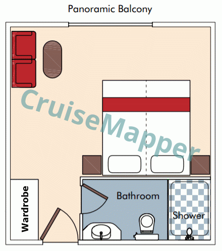 RV Rajmahal French Balcony Cabin  floor plan