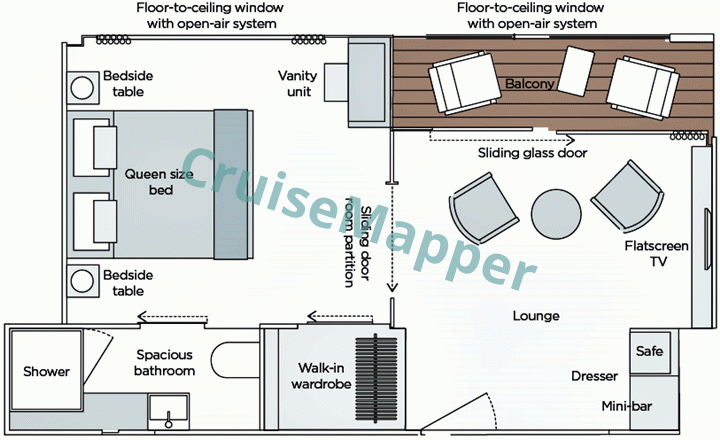 Emerald Nova Balcony 1-Bedroom Owner Suite  floor plan
