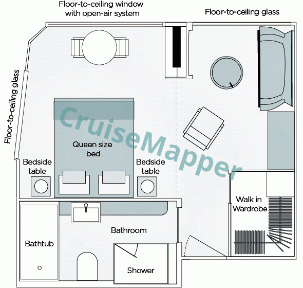 Emerald Nova French Balcony Riverview Suite  floor plan