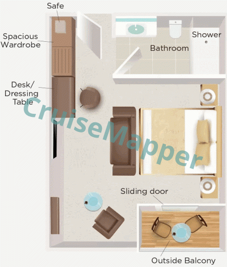APT Mekong Serenity Deluxe Twin Balcony Suite  floor plan